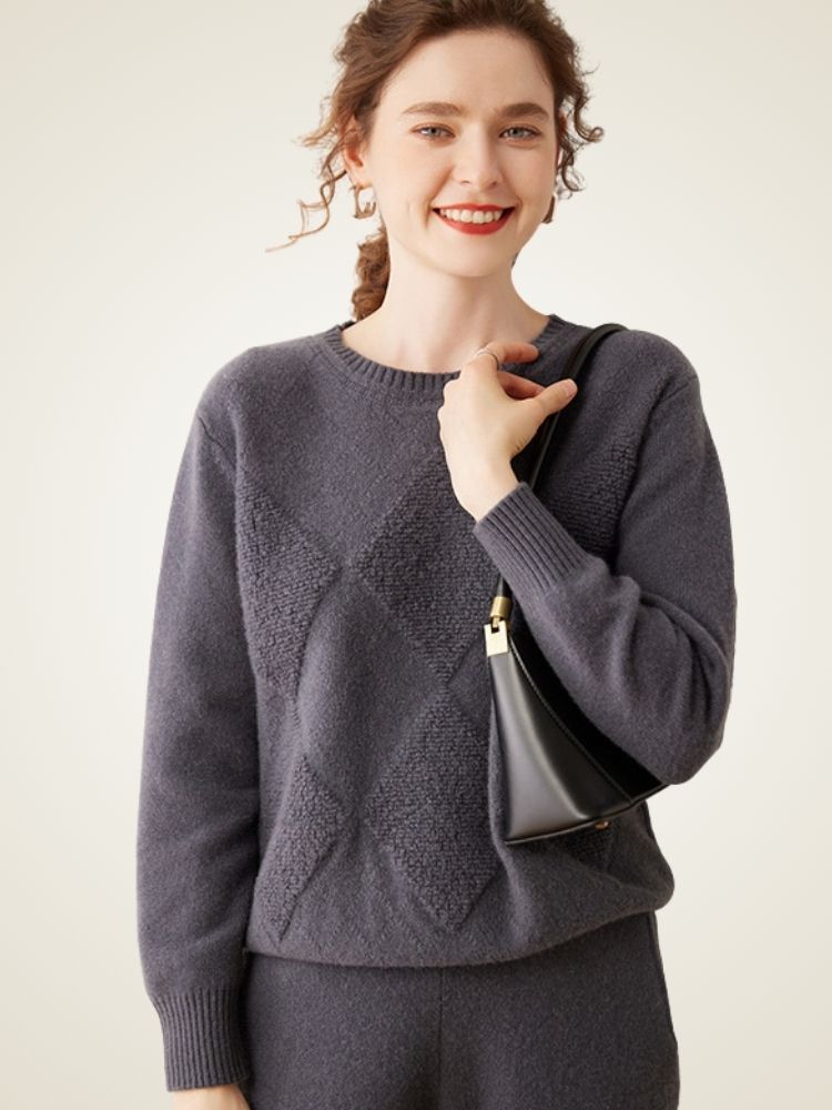 Nathaniel - Diamond Knit Cashmere Sweater | The Cashmere Studio