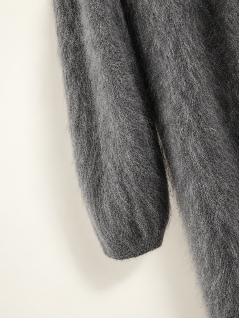 Saralyth — Gray Open-Front Cashmere Maxi Cardigan | The Cashmere Studio