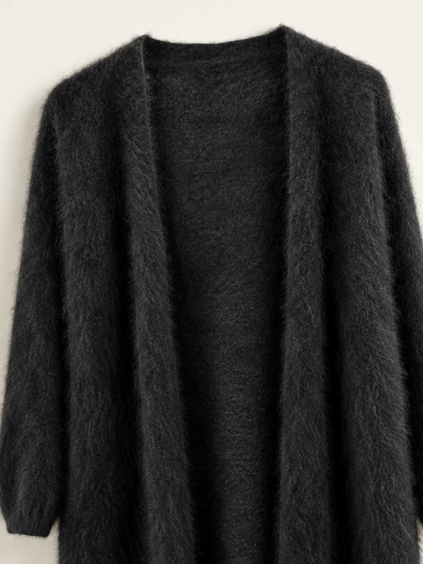 Saralyth — Black Open-Front Cashmere Maxi Cardigan | The Cashmere Studio