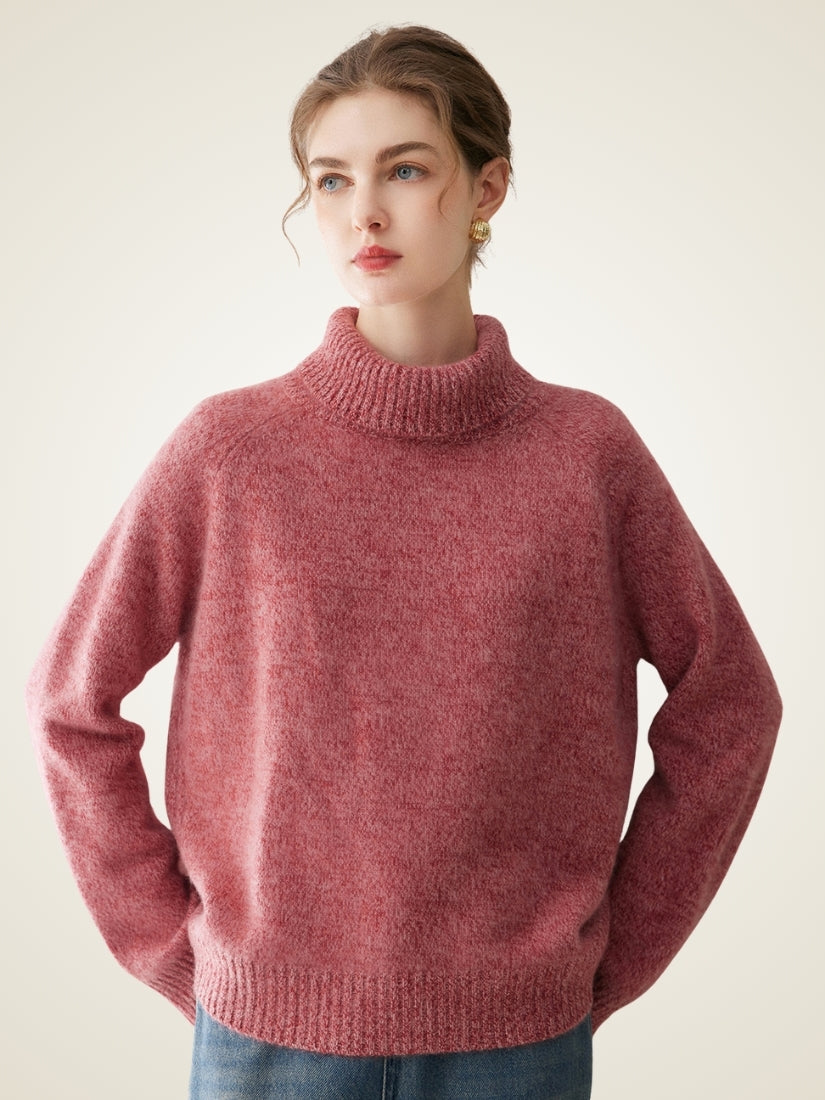 Kiersten — Dusty Rose Oversized Turtleneck Cashmere Sweater | The Cashmere Studio
