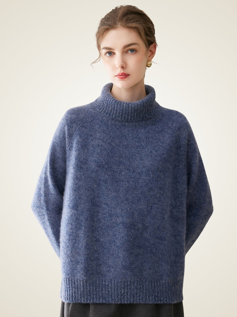 Kiersten — Light Gray Oversized Turtleneck Cashmere Sweater | The Cashmere Studio