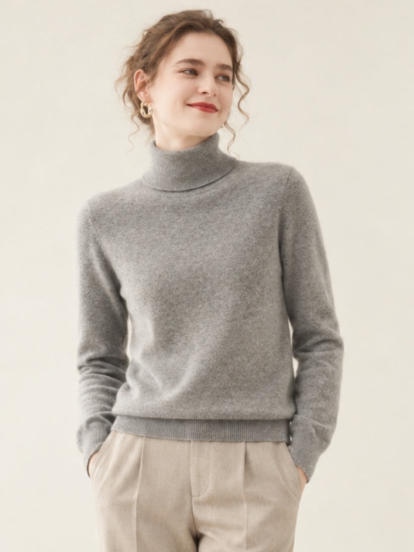Oriessa — Gray Turtleneck Cashmere Sweater | The Cashmere Studio