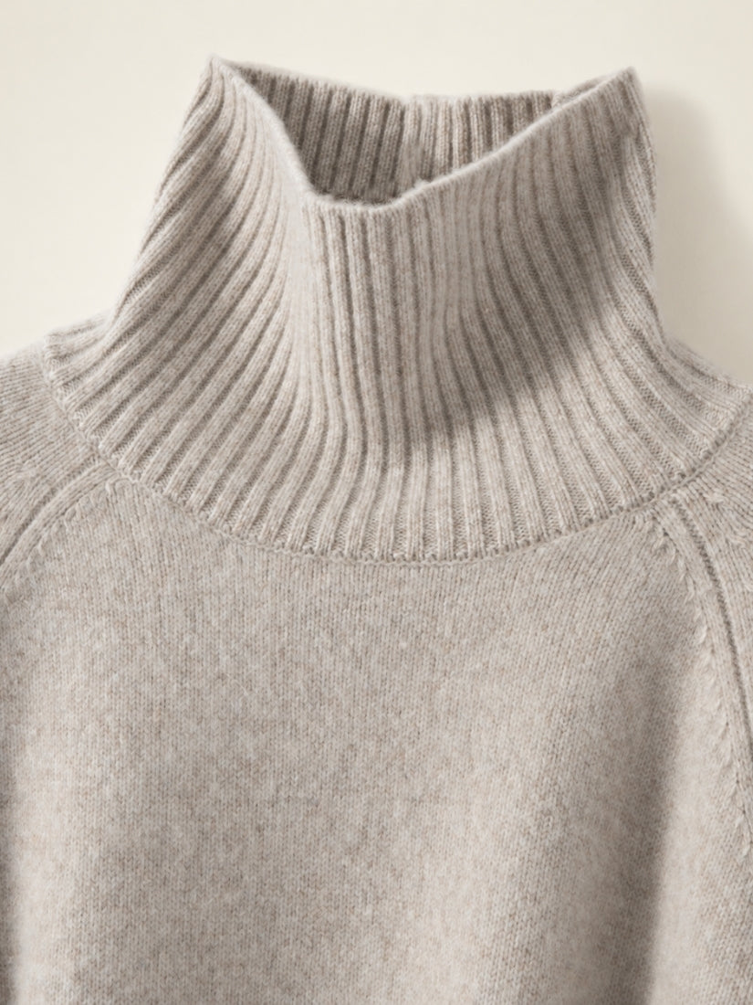 Kiersten — Steel Blue Oversized Turtleneck Cashmere Sweater | The Cashmere Studio