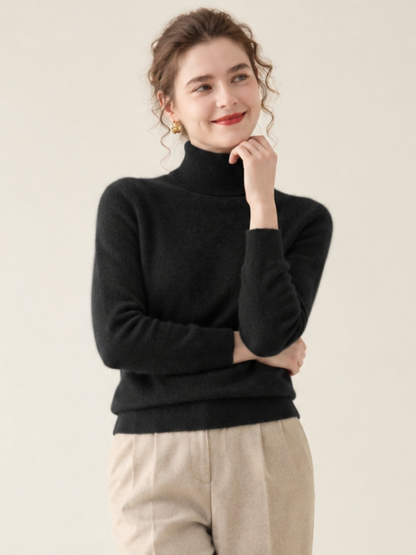 Oriessa — Black Turtleneck Cashmere Sweater | The Cashmere Studio