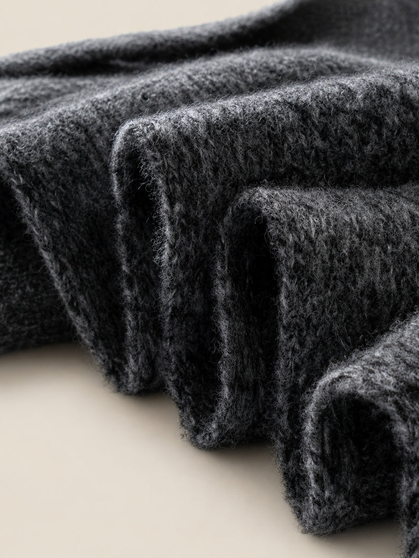 Alveria - Dark Gray Cashmere Silk Triangle Shawl | The Cashmere Studio
