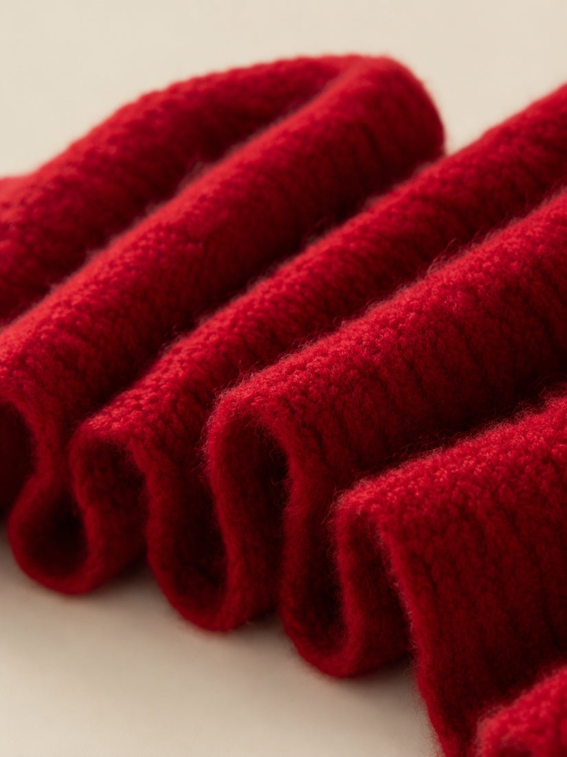 Amiel - Red Jacquard Cashmere Scarf | The Cashmere Studio