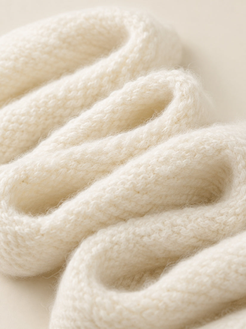 Amiel - Ivory Jacquard Cashmere Scarf | The Cashmere Studio