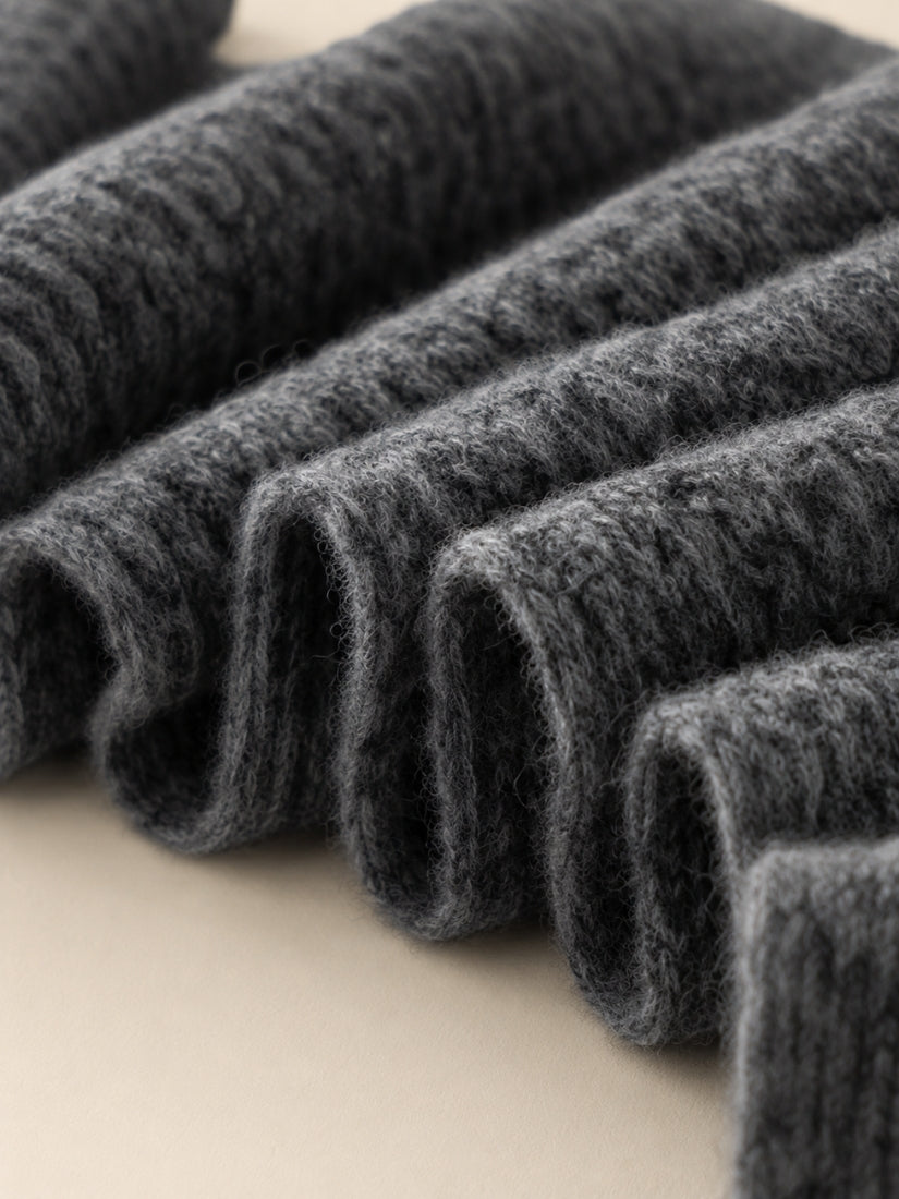 Amiel - Gray Jacquard Cashmere Scarf | The Cashmere Studio