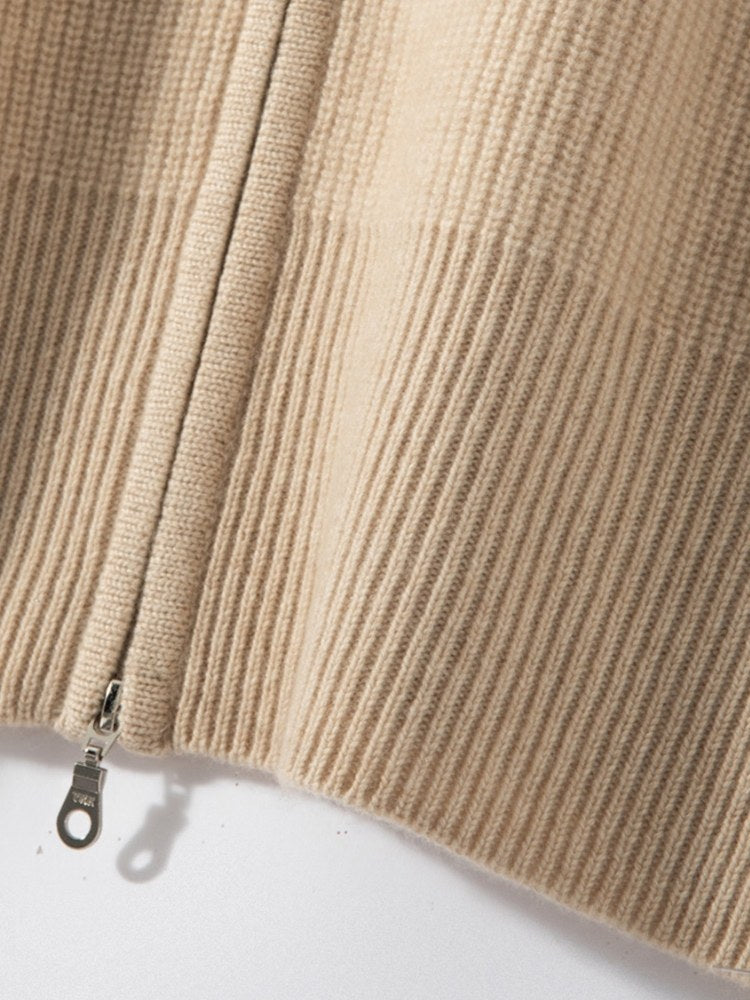 Arithia - Ribbed Zip Cashmere Vest | The Cashmere Studio