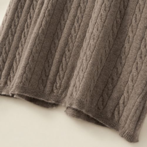 Audenya - Taupe Cashmere Cable-Knit Skirt | The Cashmere Studio