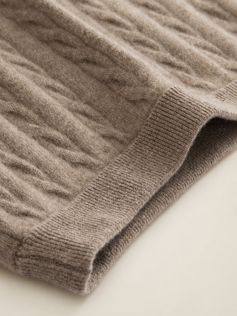 Audenya - Taupe Cashmere Cable-Knit Detail | The Cashmere Studio