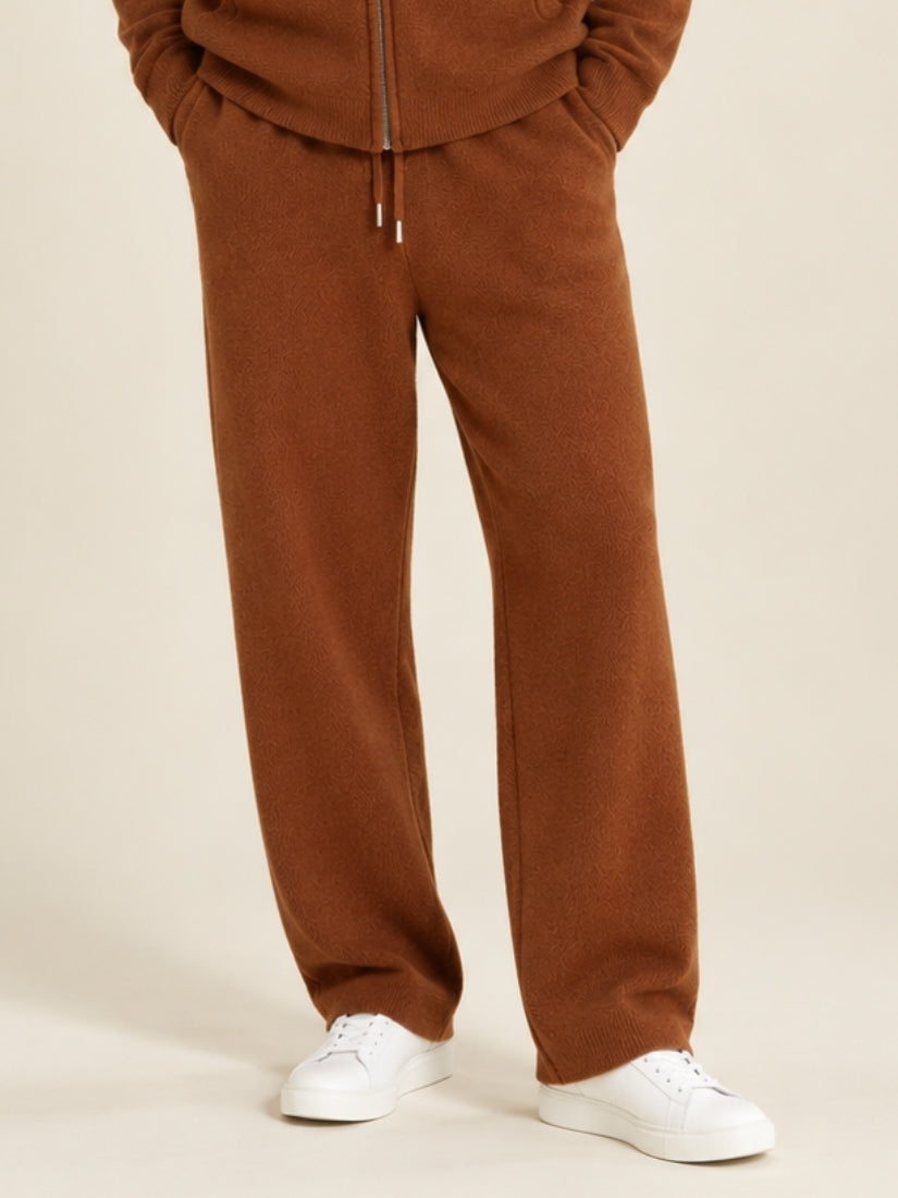 Aurian — Dark Caramel Wide-Leg Cashmere Pants | The Cashmere Studio