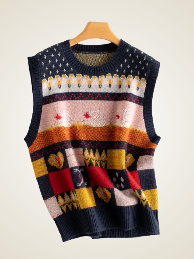 Lennie - Colorful Autumn Cashmere Vest | The Cashmere Studio