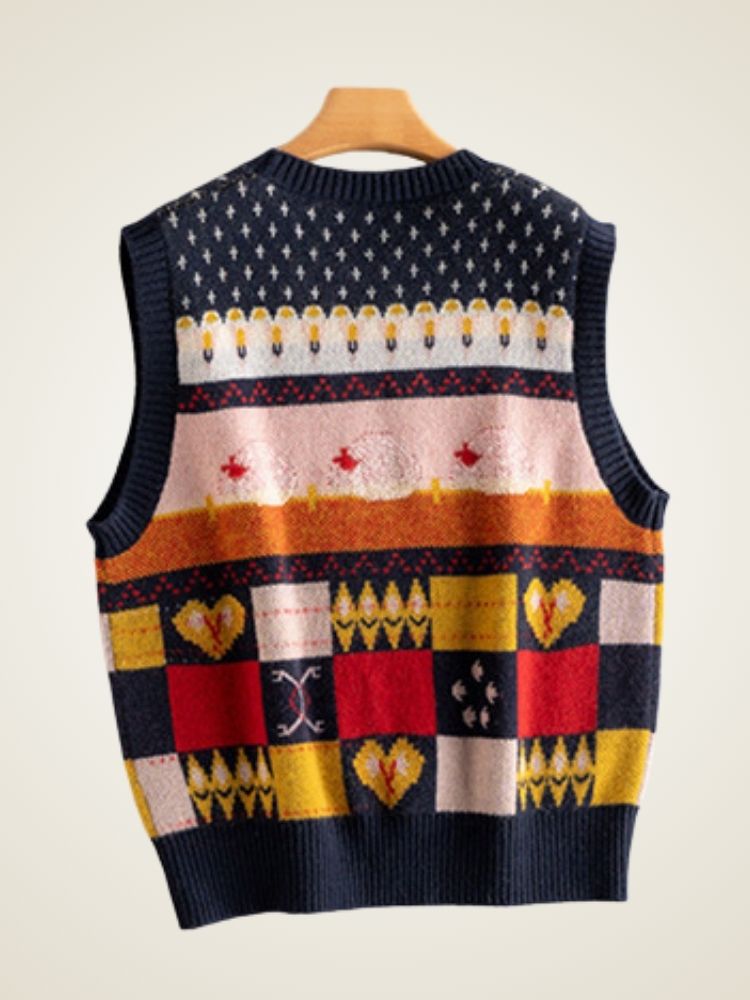 Lennie - Colorful Autumn Cashmere Vest | The Cashmere Studio