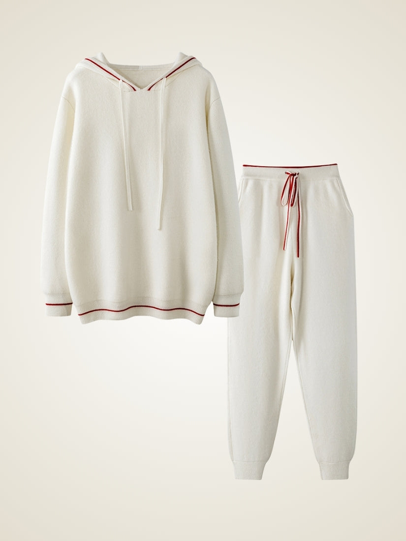 Avel — Ivory Jacquard Cashmere Set Flat Lay | The Cashmere Studio