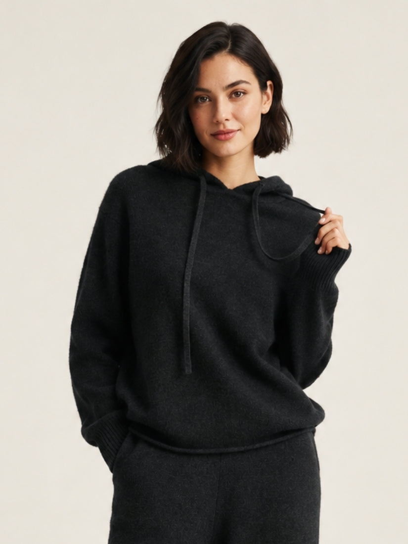 Avienna — Dark Gray Cashmere Hoodie Sweater | The Cashmere Studio