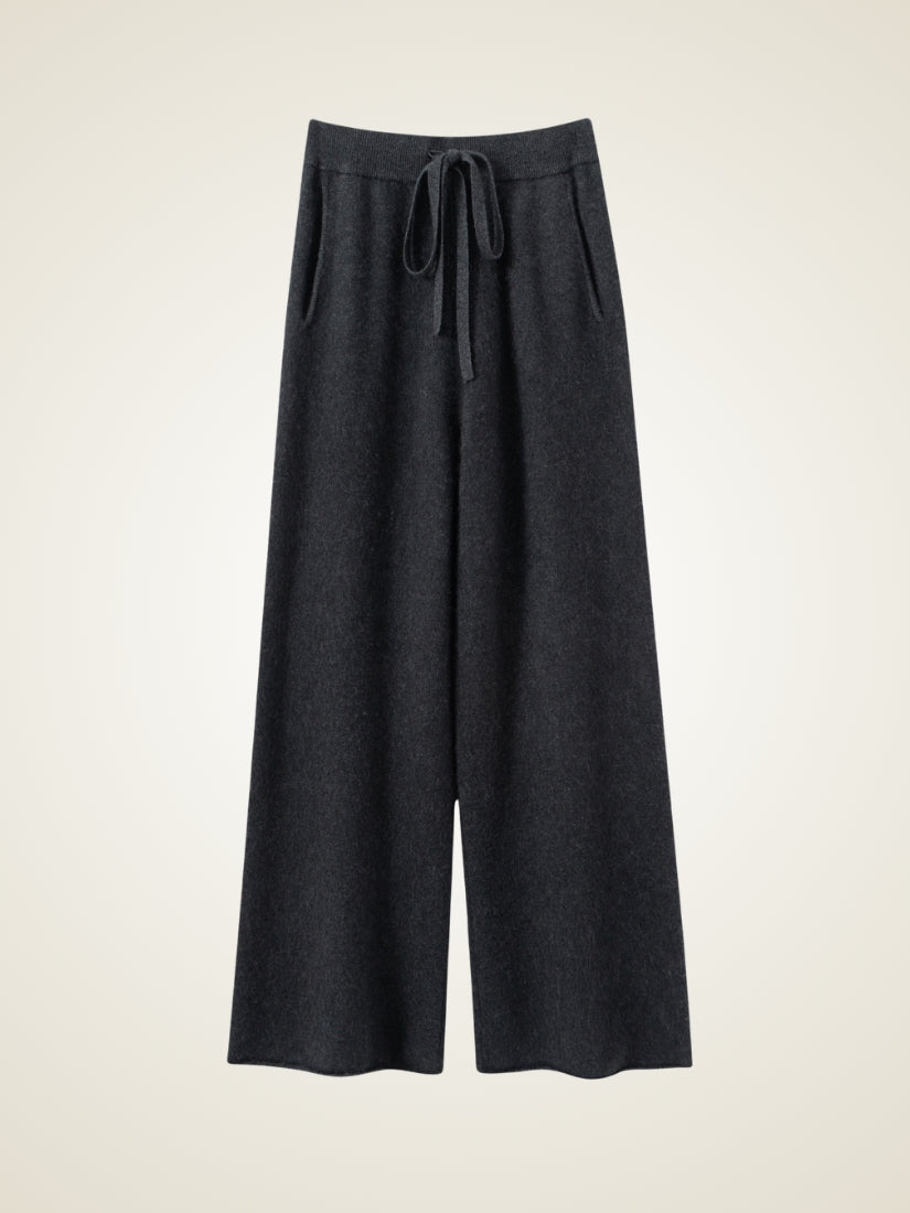 Avienna — Dark Gray Wide-Leg Cashmere Pants | The Cashmere Studio