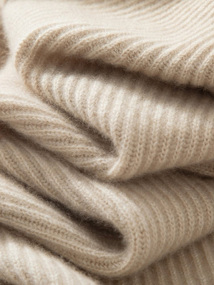 Aylenis - Ribbed Mock Neck Cashmere Sweater | The Cashmere Studio