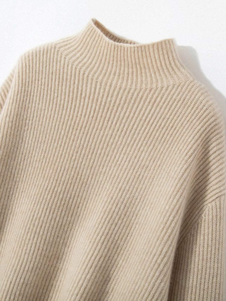 Aylenis - Ribbed Mock Neck Cashmere Sweater | The Cashmere Studio