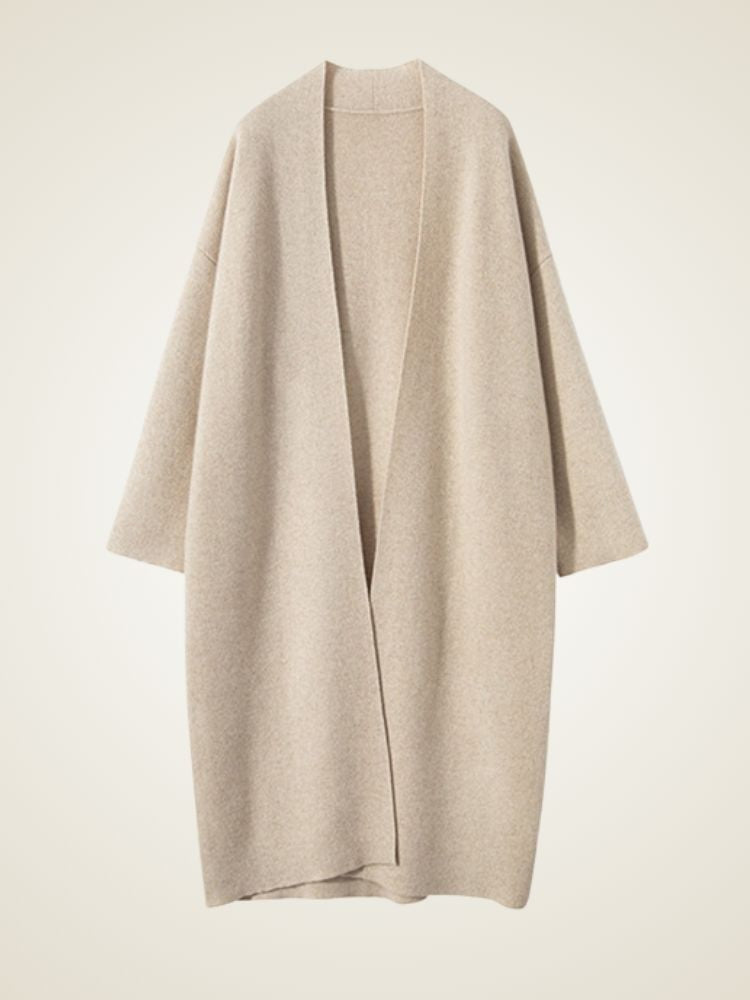 Alix - Beige Open-Front Cashmere Coat | The Cashmere Studio