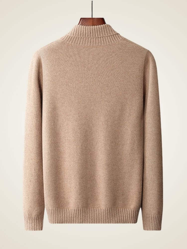 Adrian - Beige Shawl Collar Cashmere Sweater | The Cashmere Studio