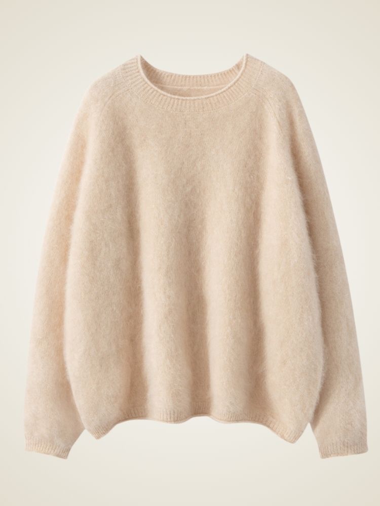 Merelis - Beige Brushed Cashmere Sweater | The Cashmere Studio