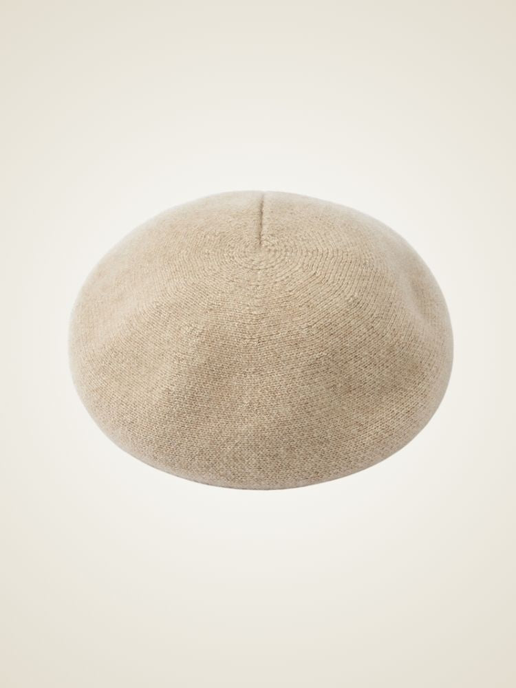 Inara - Beige Classic Cashmere Beret | The Cashmere Studio