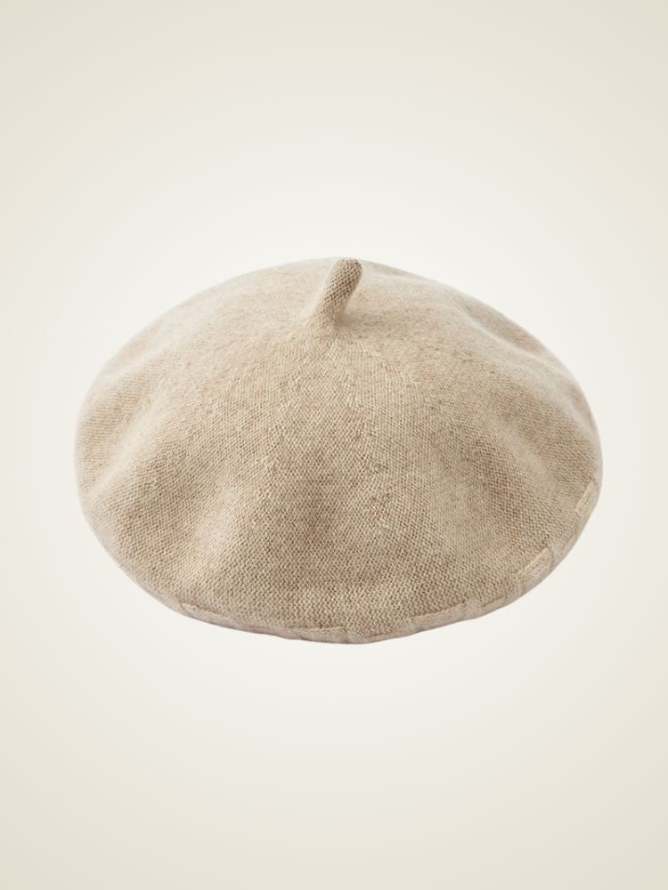 Jaylinn - Beige Classic Cashmere Beret | The Cashmere Studio