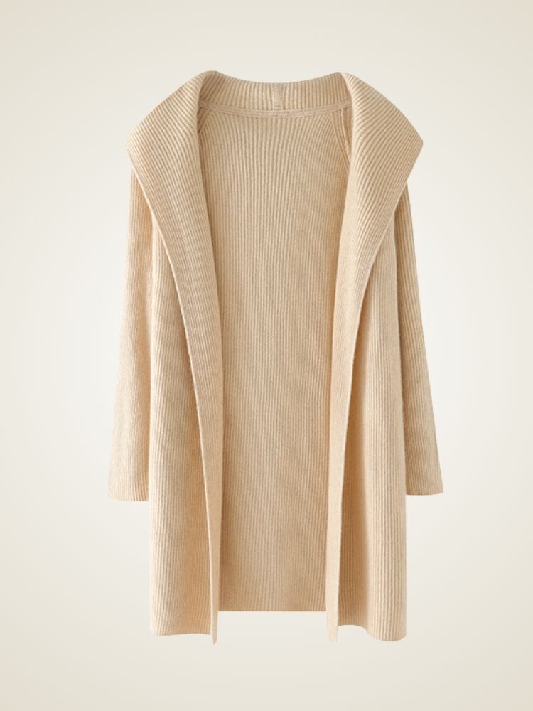 Alura - Beige Long Cashmere Cardigan | The Cashmere Studio