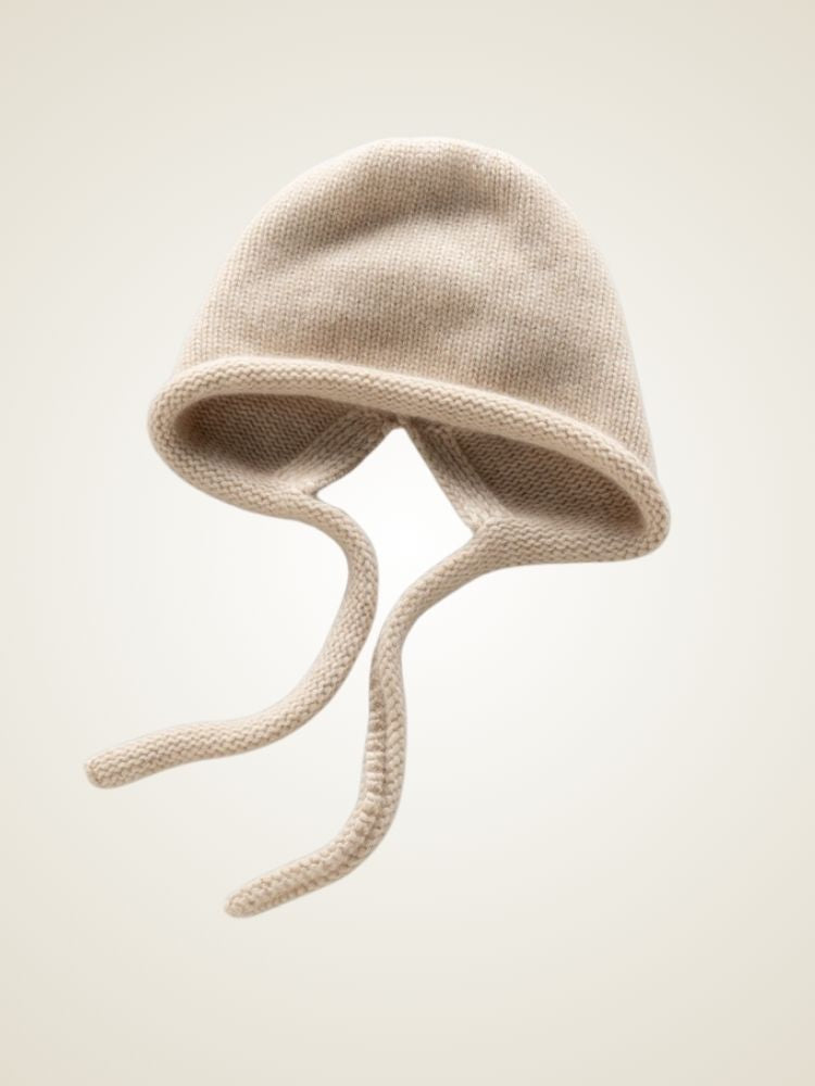 Leili - Beige Cashmere Bonnet | The Cashmere Studio