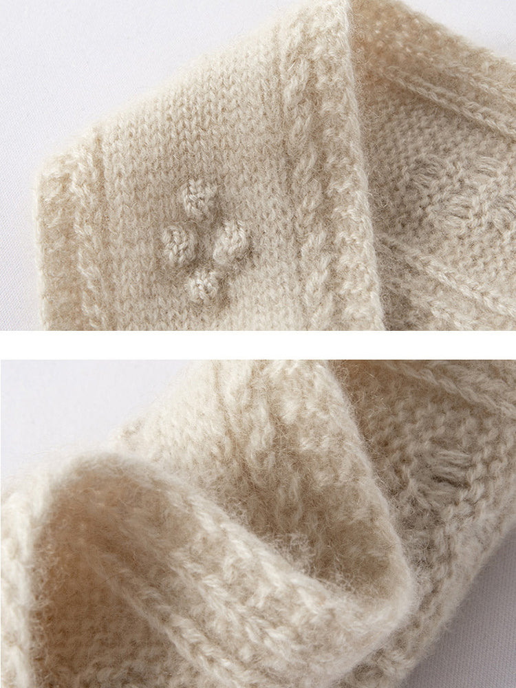 Tereza - Beige Bow-Knot Cashmere Neck Scarf | The Cashmere Studio