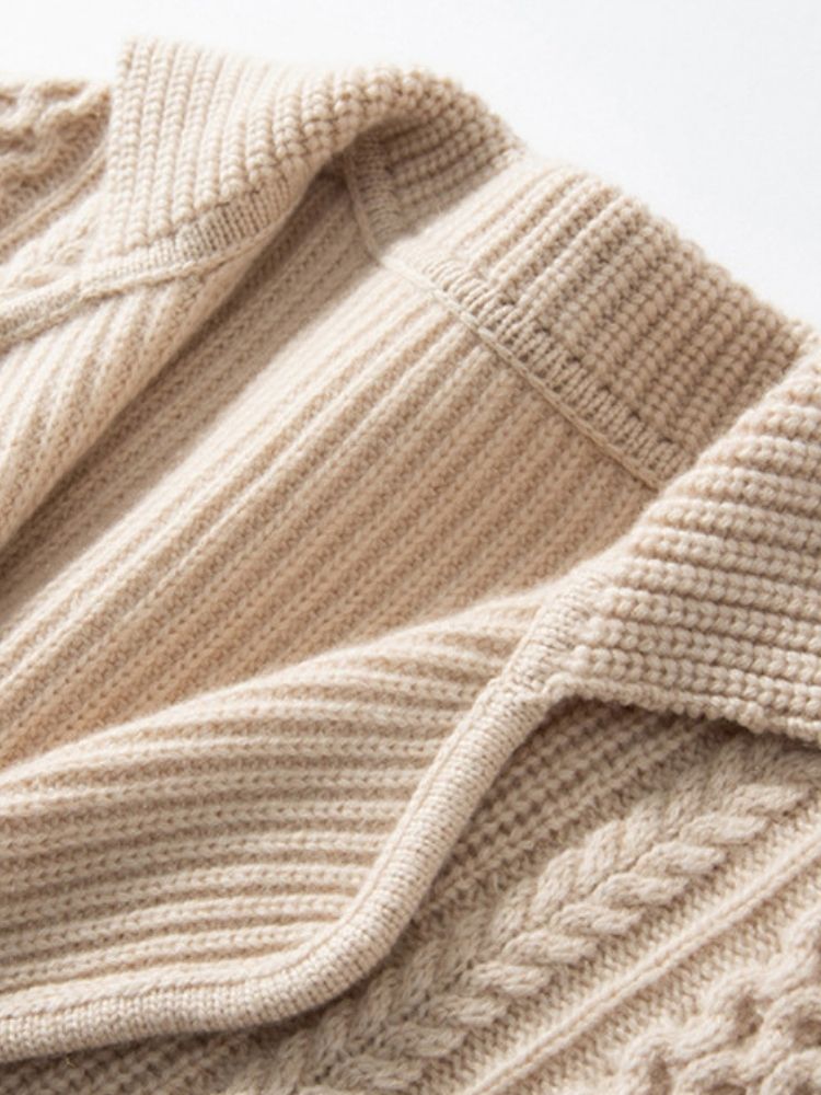 Elda - Beige Belted Cashmere Cardigan | The Cashmere Studio