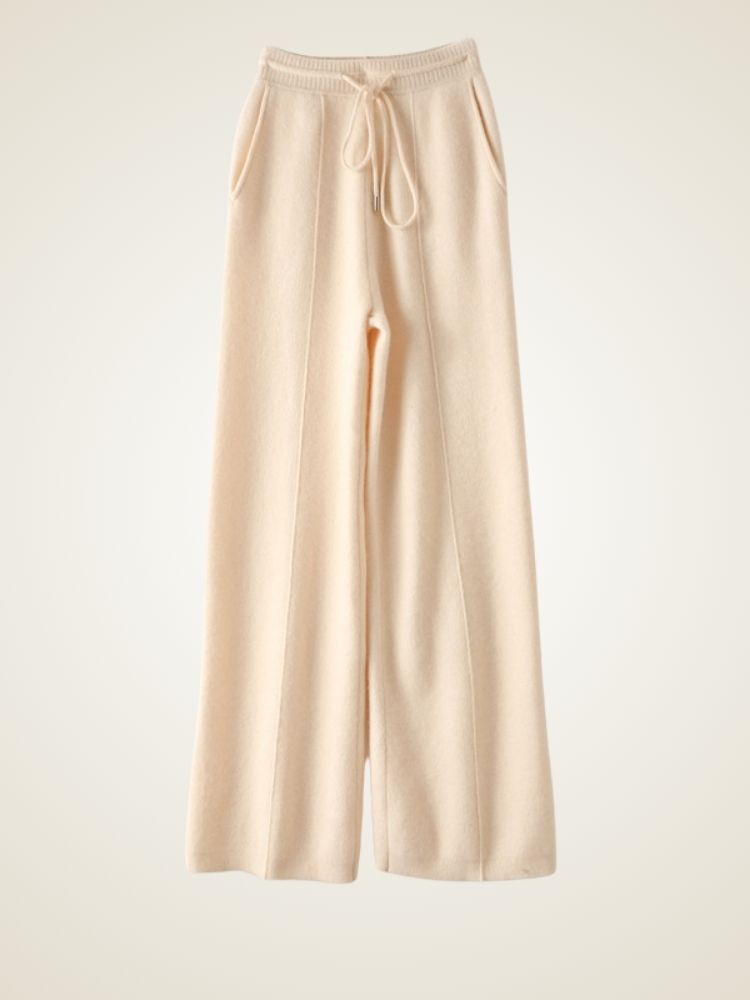 Analisa - Beige Classic Cashmere Pants | The Cashmere Studio