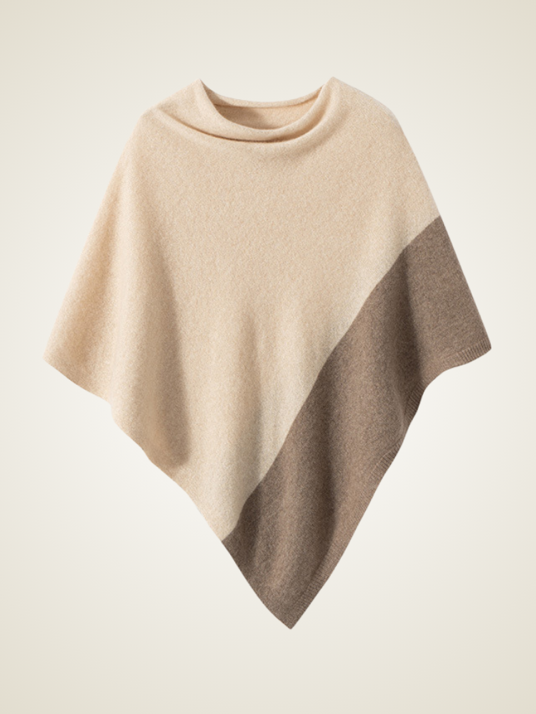 Nia - Two Tone Cashmere Poncho | The Cashmere Studio