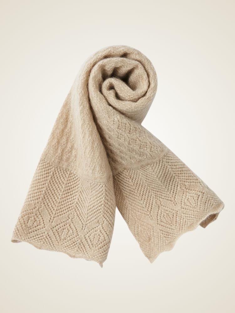 Bryna - Beige Woven Cashmere Scarf | The Cashmere Studio