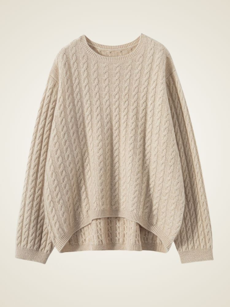 Natalina - Beige Cable-Knit Cashmere Set | The Cashmere Studio