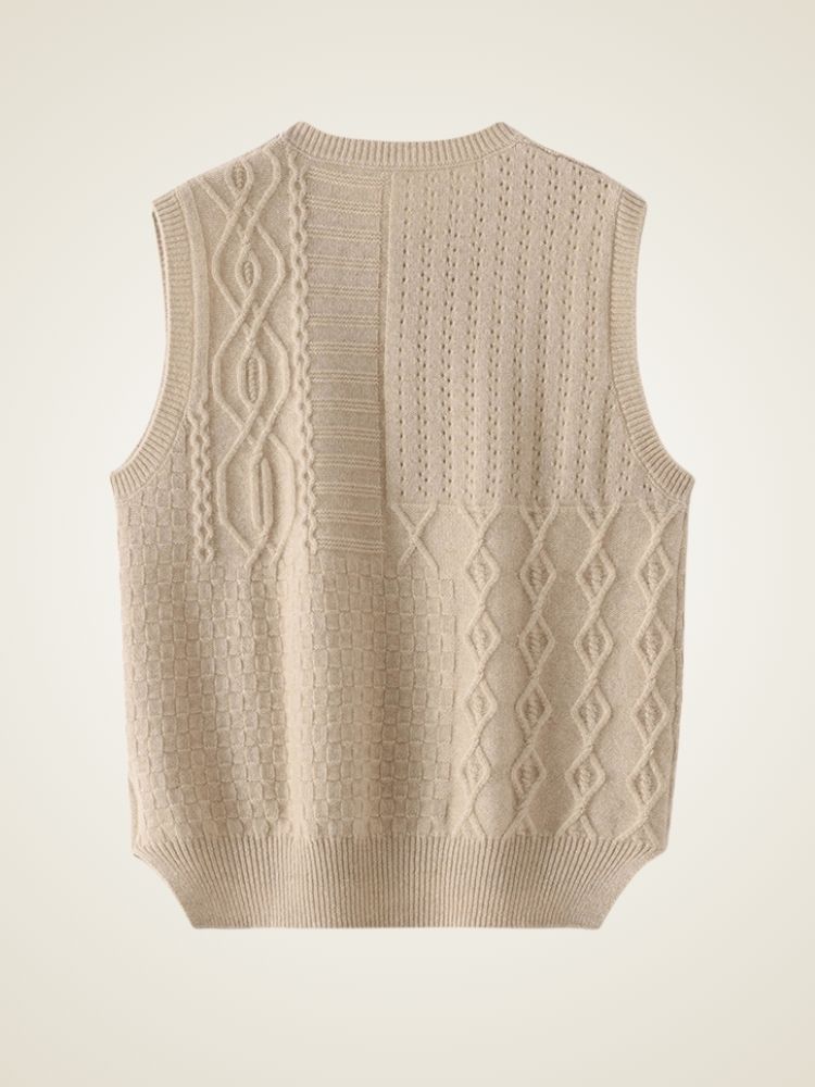 Alessia - Dark Gray Round Neck Sweater Vest | The Cashmere Studio