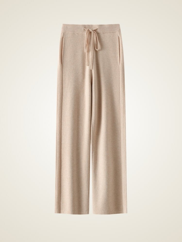 Viana - Beige Wide-Leg Cashmere Pants | The Cashmere Studio