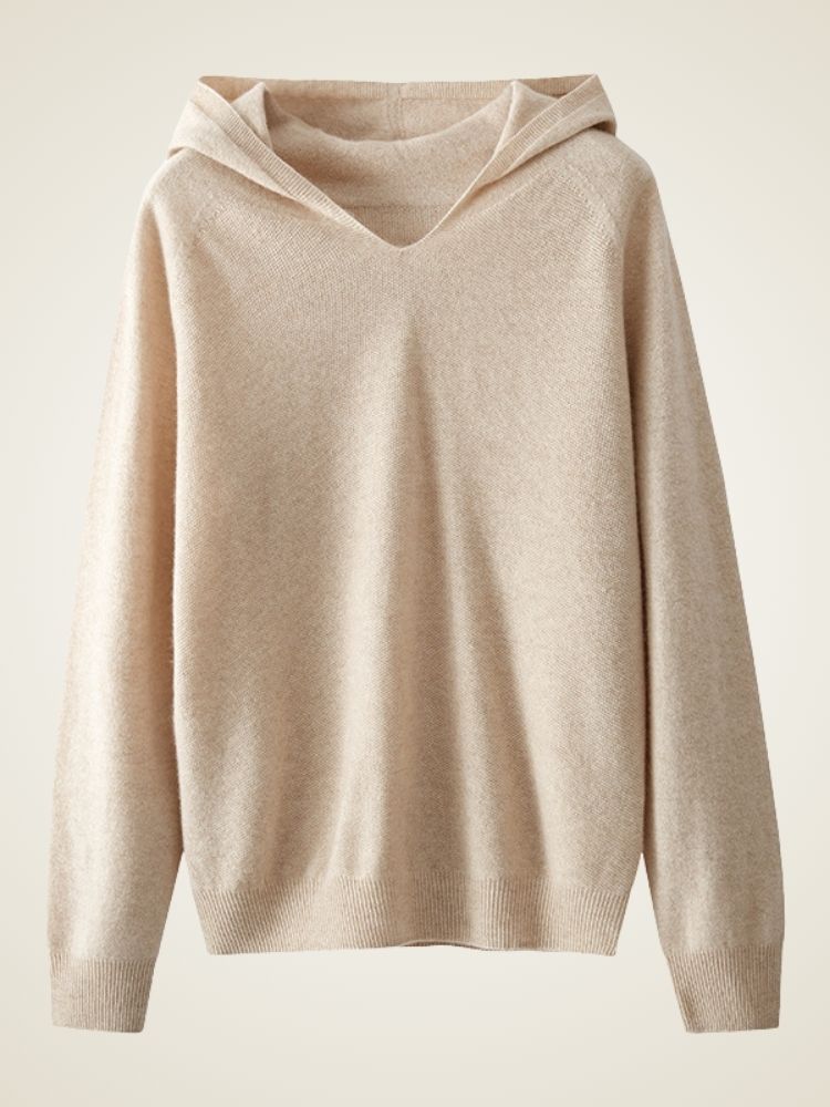 Aisling - Beige Classic Cashmere Hoodie | The Cashmere Studio