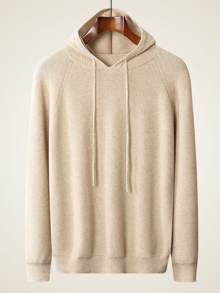Mateo - Beige Premium Cashmere Hoodie | The Cashmere Studio
