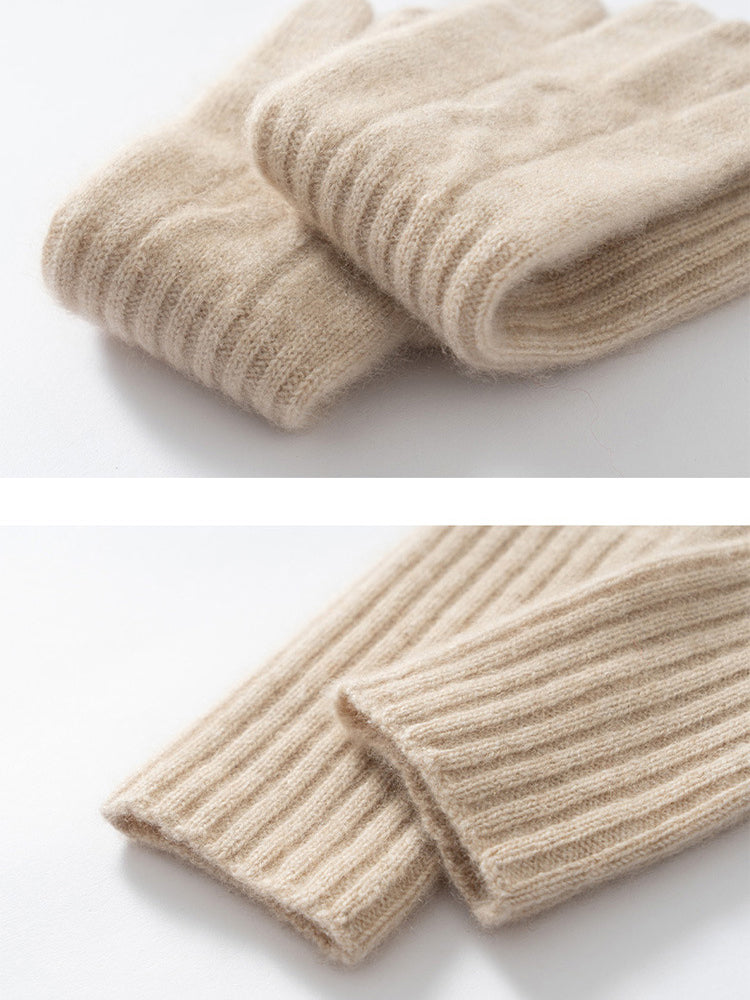 Mari - Beige Classic Cashmere Gloves | The Cashmere Studio