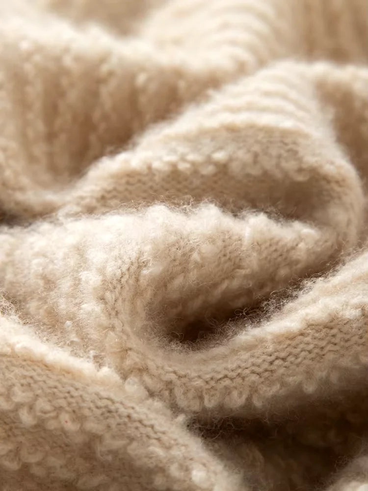 Bailey - Beige Zip Cashmere Cardigan | The Cashmere Studio