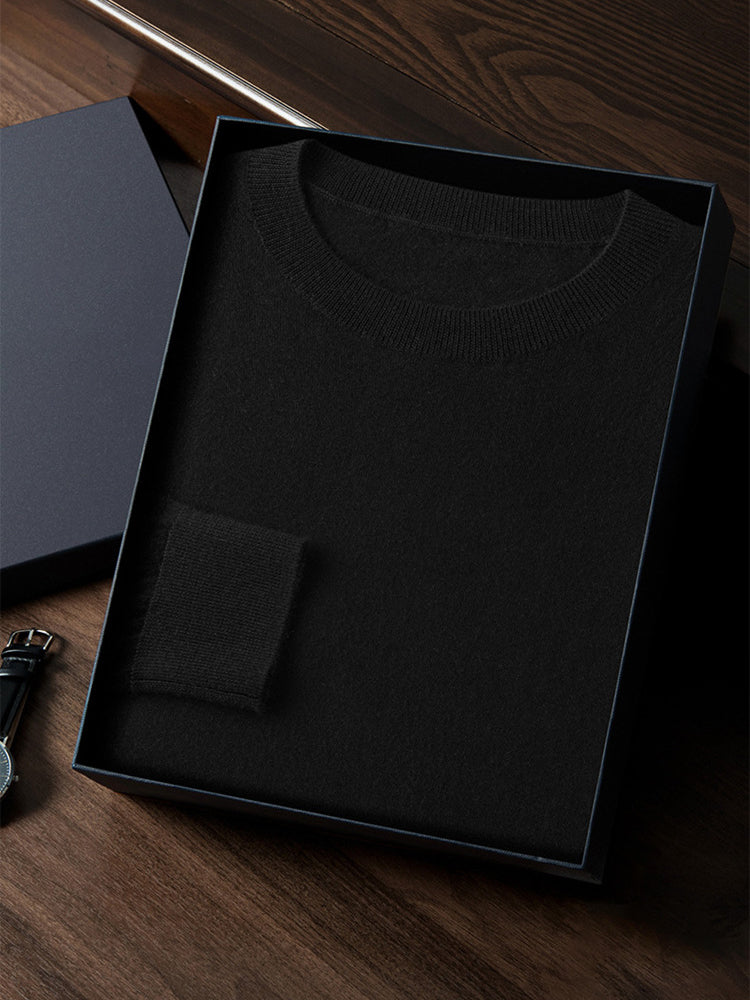 Ellis - Black Cashmere Crewneck Sweater | The Cashmere Studio