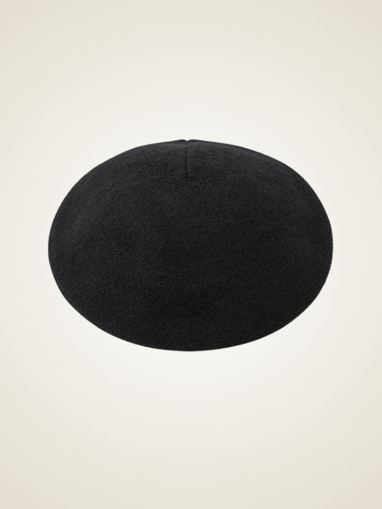Inara - Black Classic Cashmere Beret | The Cashmere Studio