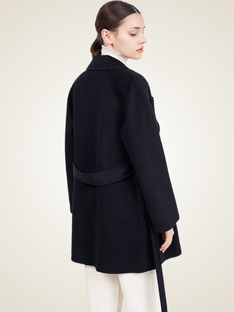 Elliana - Black Classic Cashmere Coat | The Cashmere Studio