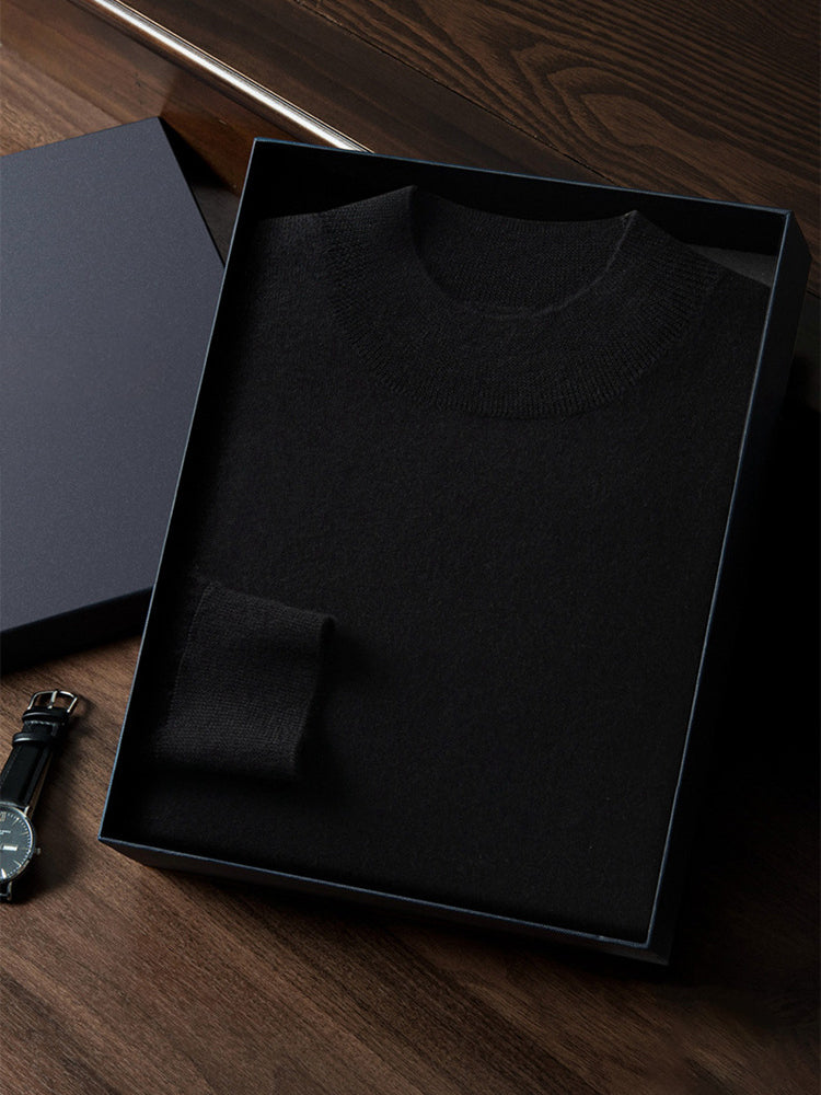 Easton - Black Cashmere Crewneck Sweater | The Cashmere Studio