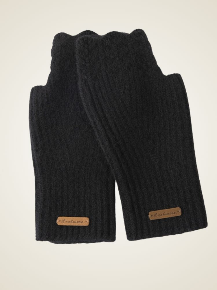 Merida - Black Cashmere Fingerless Gloves | The Cashmere Studio