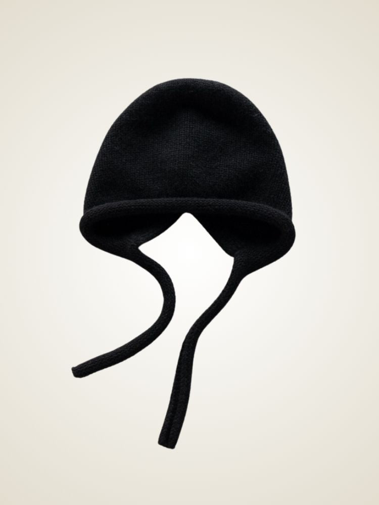 Leili - Black Cashmere Bonnet | The Cashmere Studio