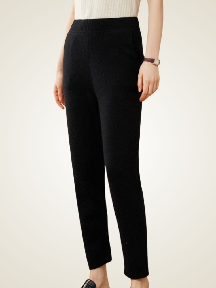 Amelina - Black Cashmere Jogger Pants | The Cashmere Studio