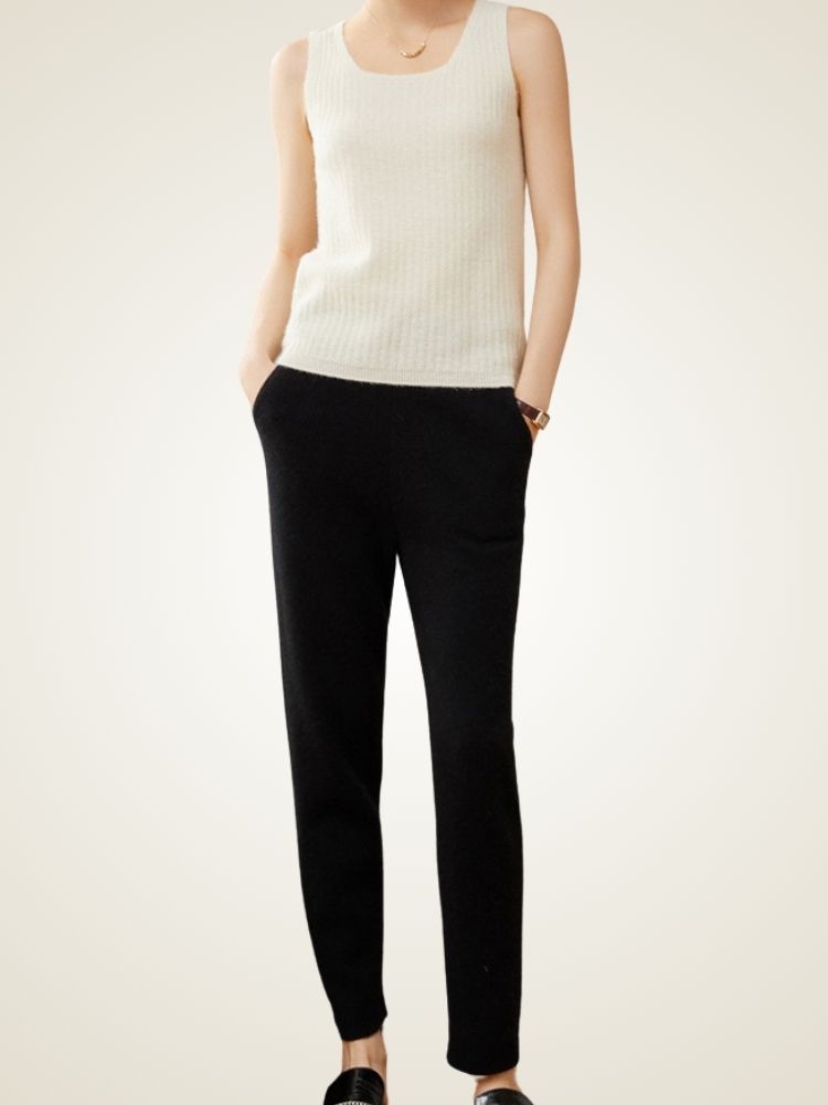 Amelina - Black Cashmere Jogger Pants | The Cashmere Studio